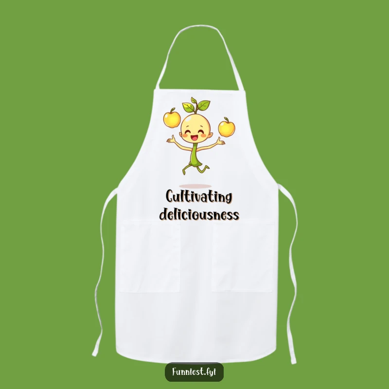 Funny Sprout Juggling Apron: Dancing Character's Focused Joy Kitchen Wear, Gift!