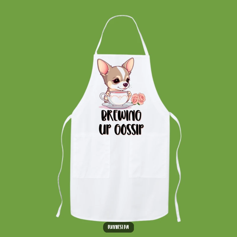 Funny Chihuahua Apron - Dramatic Tea Lover Chef - Hilarious Kitchen Gift