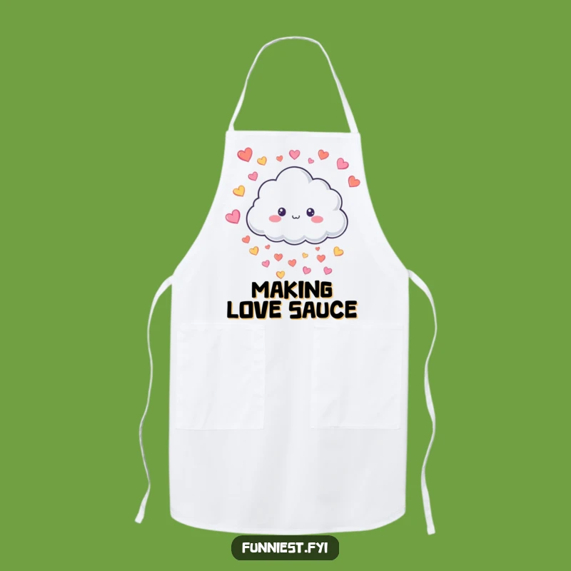Funny Cloud Raining Hearts Apron - Whimsical Kitchen Gift for Happy Cooks