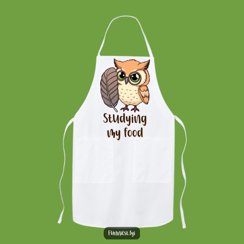 Funny Curious Owl Monocle Apron - Large Feather Owl Kitchenware Funny Gift