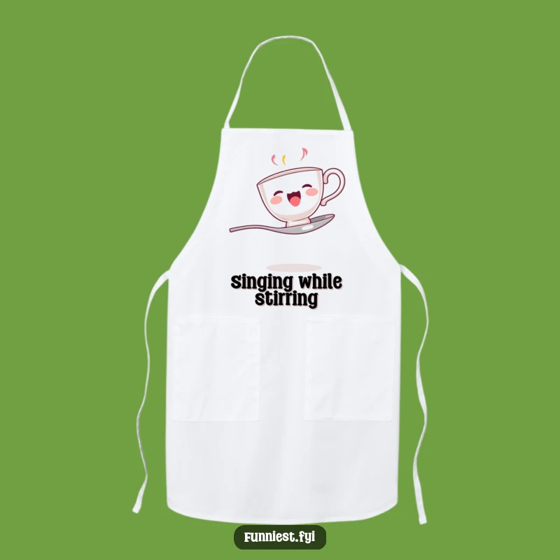 Funny Singing Teacup Spoon Apron - Chef's Whimsical Melody Gift