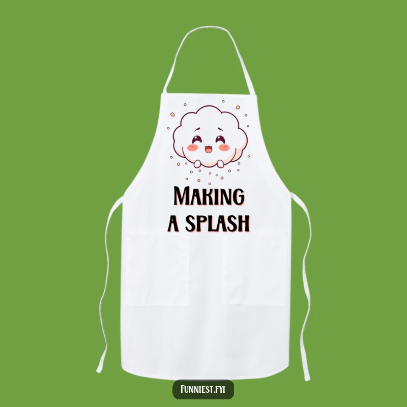 Funny Surprised Cloud Apron: Laughing Rain Chef Character, Perfect Kitchen Gift!