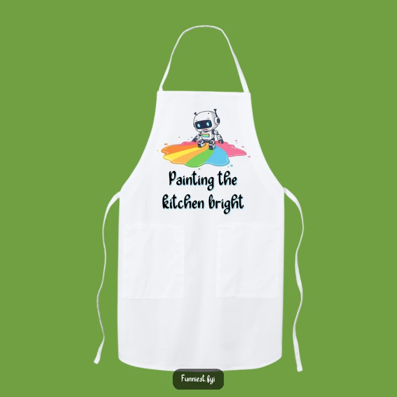 Funny Robot Artist Apron, A Humorous Kitchen Accessory for Messy Cooks