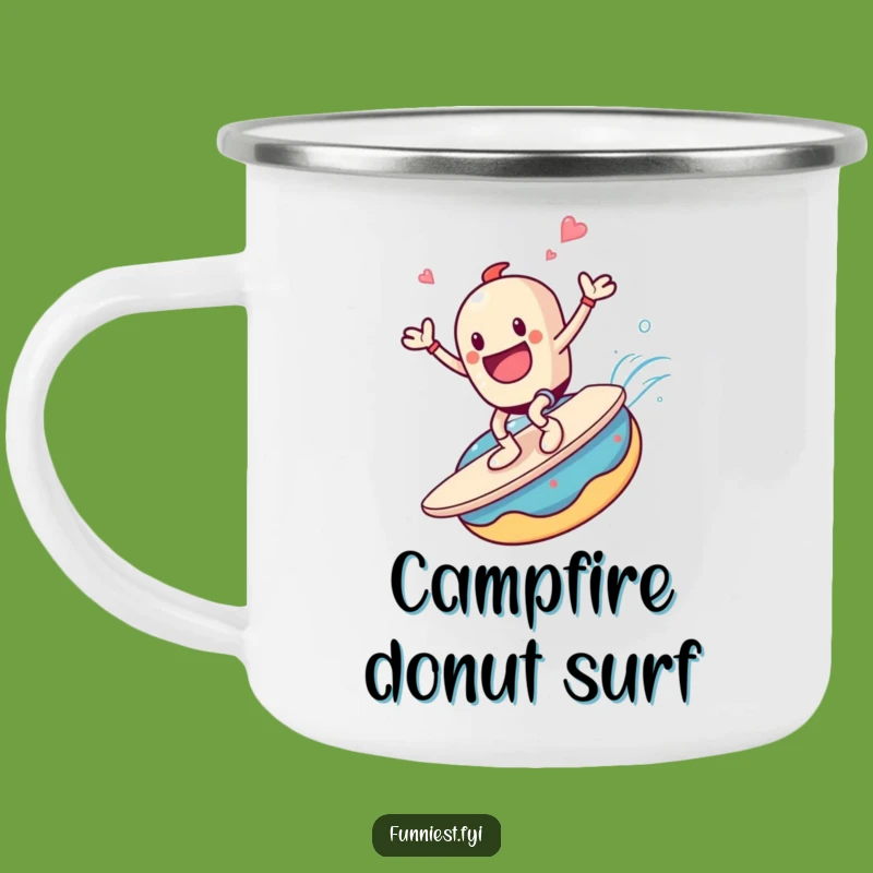Funny Coffee Donut Wave Camp Mug - Sweet Trail Amusement