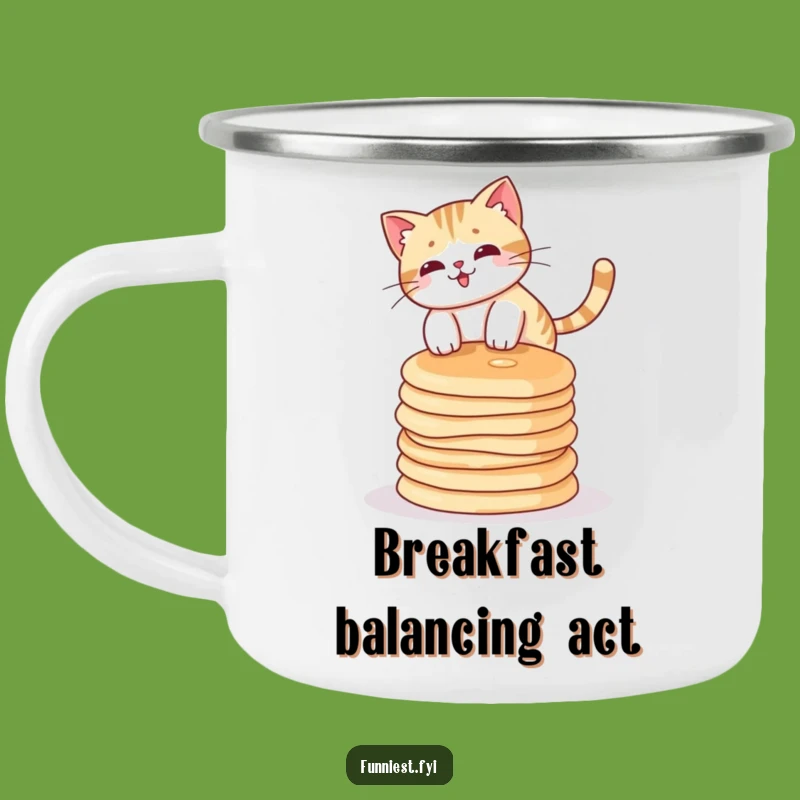 Funny Cat Pancake Camping Mug: Hilarious Outdoor Drinkware for Adventure