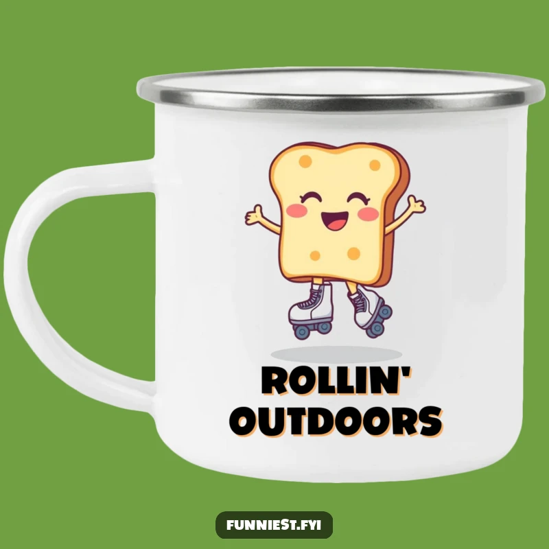 Funny Toast Roller Skater Camping Mug: Adventure Fuel with Hilarious Vibes