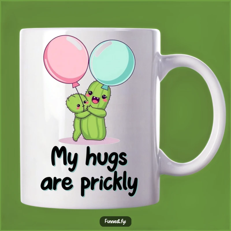 Funny Cactus Hugging Balloon Mug - Hilarious Prickly Friend Gift