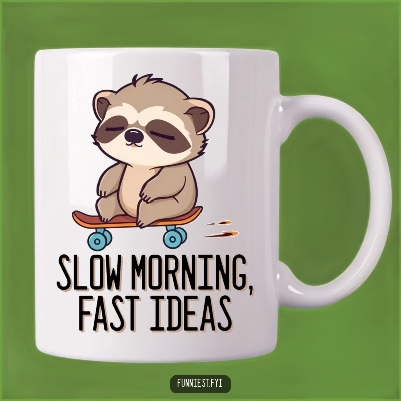 Funny Sloth Skateboard Mug: Hilarious Gift for Slow Movers & Fast Laughs