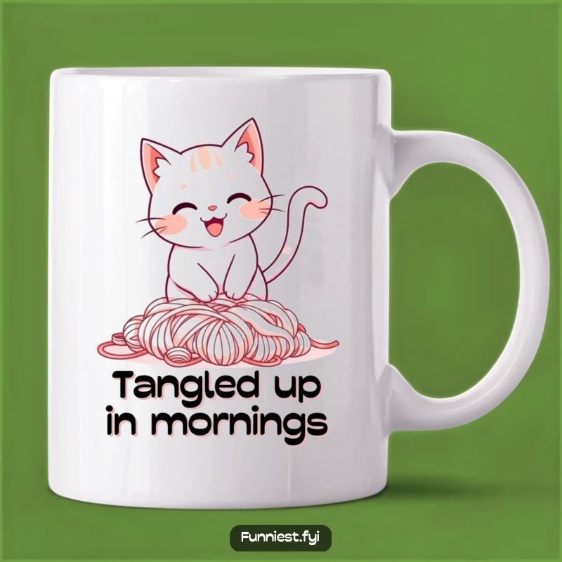 Funny Cat Yarn Mug: Tripping Feline Fun - Hilarious Gift for Cat Lovers!