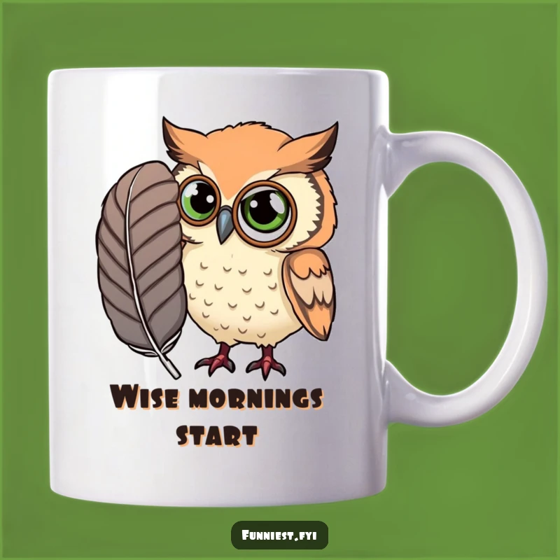 Funny Curious Owl Monocle Mug - Large Feather Owl Gift for Wise Ones