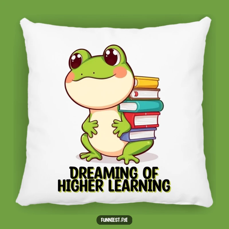Funny Frog Book Balance Pillow, A Comfy Humorous Accent for Amusing Decor