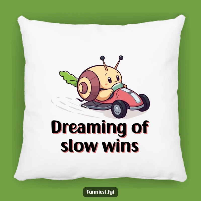 Funny Snail Race Pillow, Comfy and Humorous Accent for Determined Decor