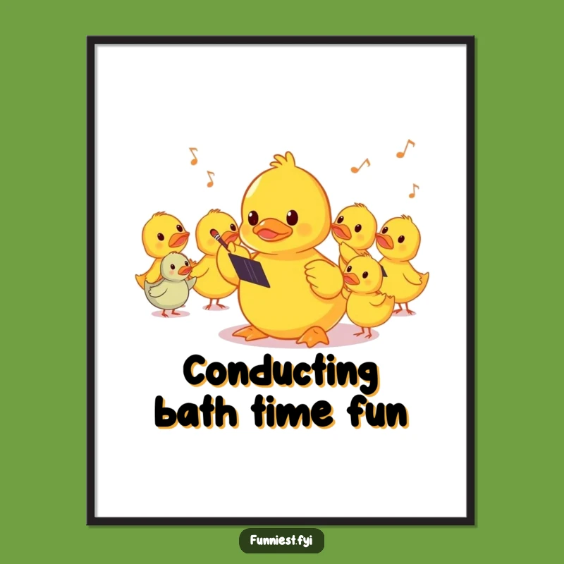 Funny Shy Duck Conductor Digital Art: Instant Download Hilarious Musical Decor