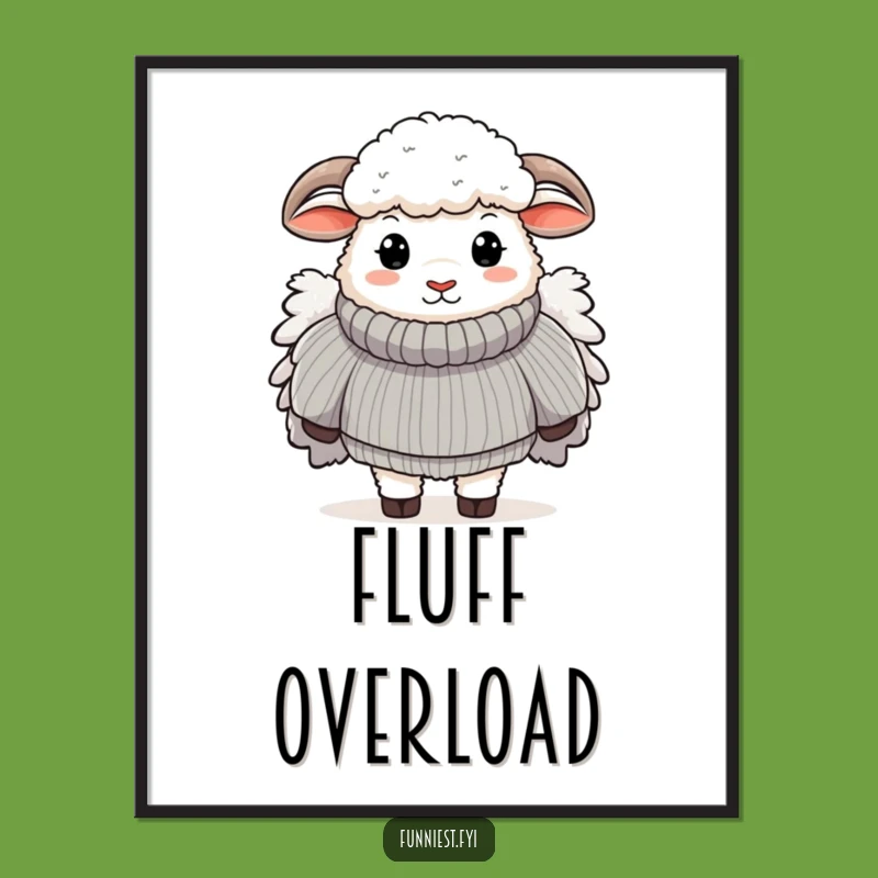 Funny Sheep Sweater Digital Art: Whimsical Farm Decor, Fluffy Fashion, Perfect Gift