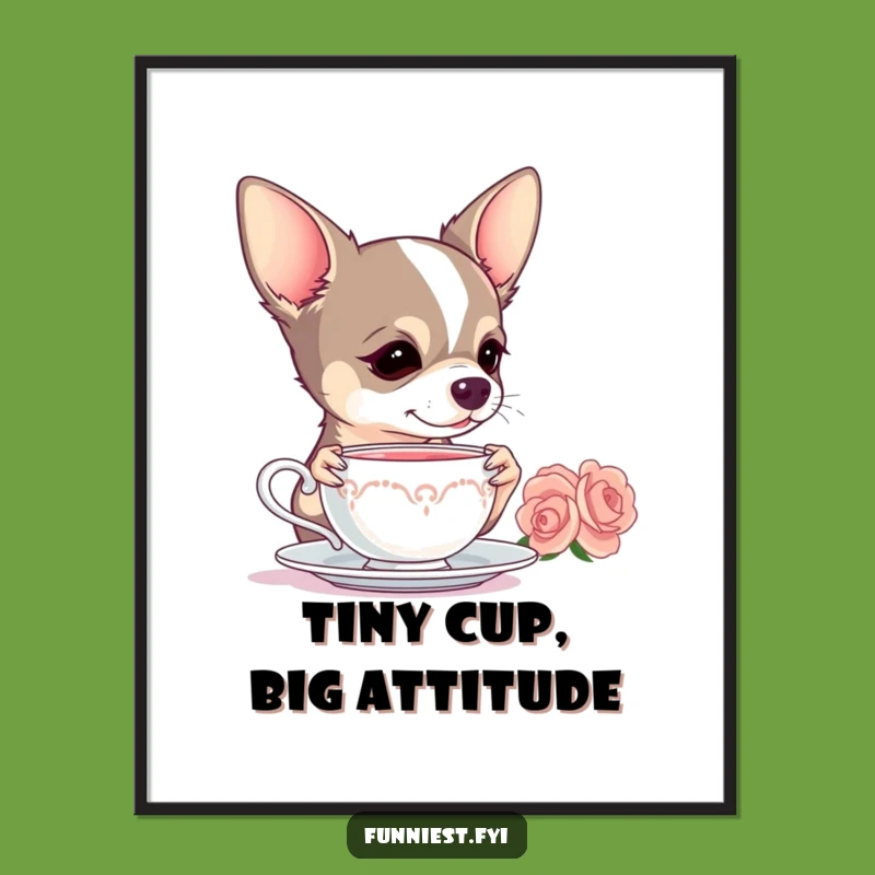Funny Chihuahua Digital Art - Dramatic Tea Sipping - Elegant Home Decor - Instant Funny Gift