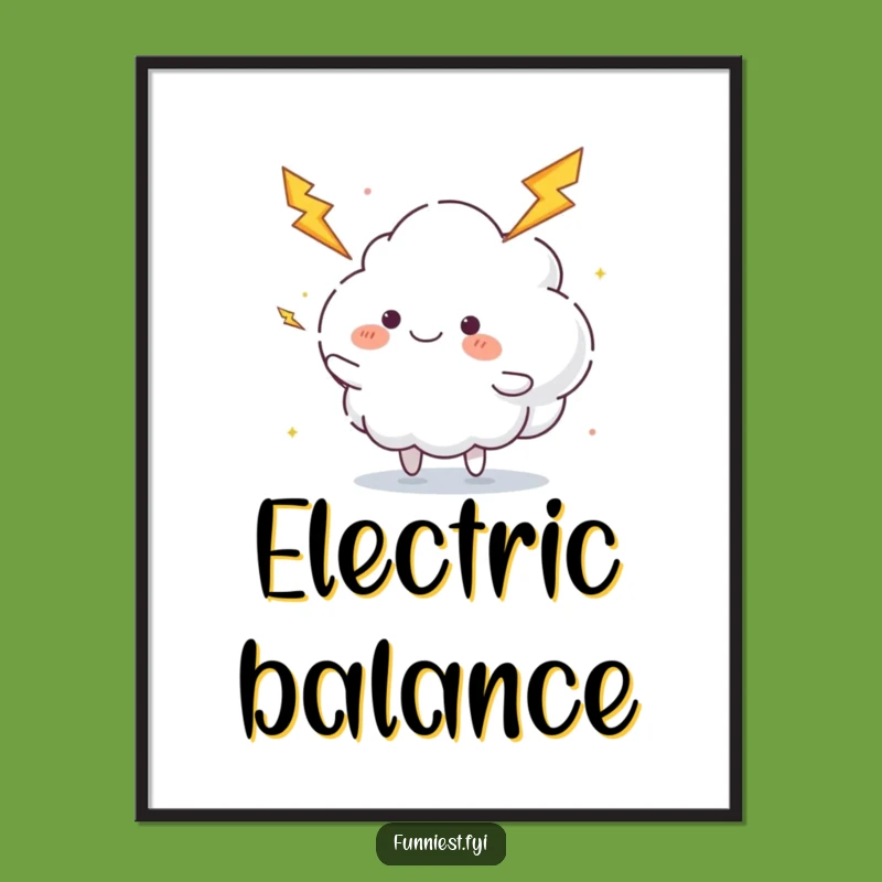 Funny Juggling Cloud Digital Art: Lightning Print, Energetic Decor