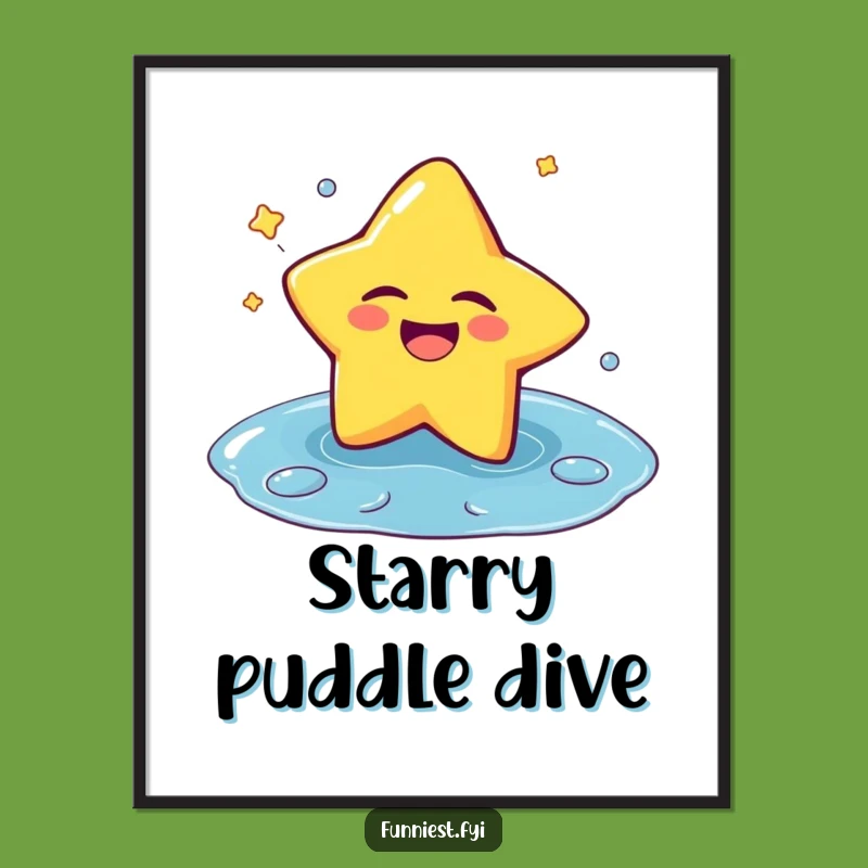 Funny Laughing Star Puddle Splash Print: Instant Joyful Decor!