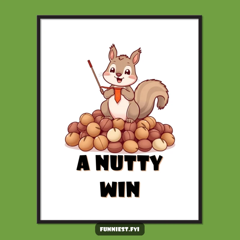 Funny Squirrel Nut Victory Digital Art - Printable Triumphant Banner Squirrel Decor Funny Gift
