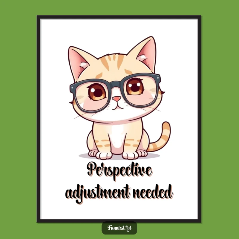 Funny Cat Glasses Digital Art: Big Specs Download, Instant Funny Gift