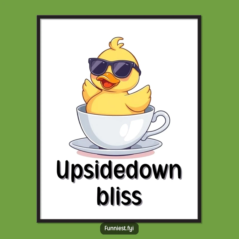 Funny Rubber Duck Upside Down Digital Art - Hilarious Instant Decor Gift