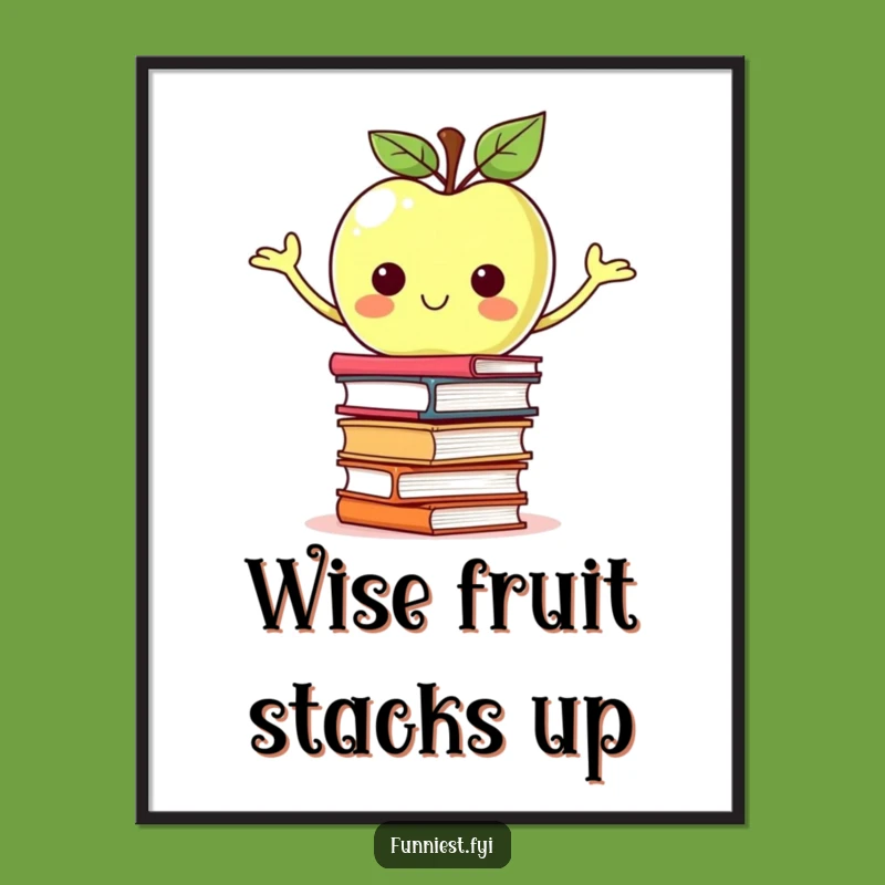 Funny Apple Books Digital Art: Instant Download Hilarious Academic Decor