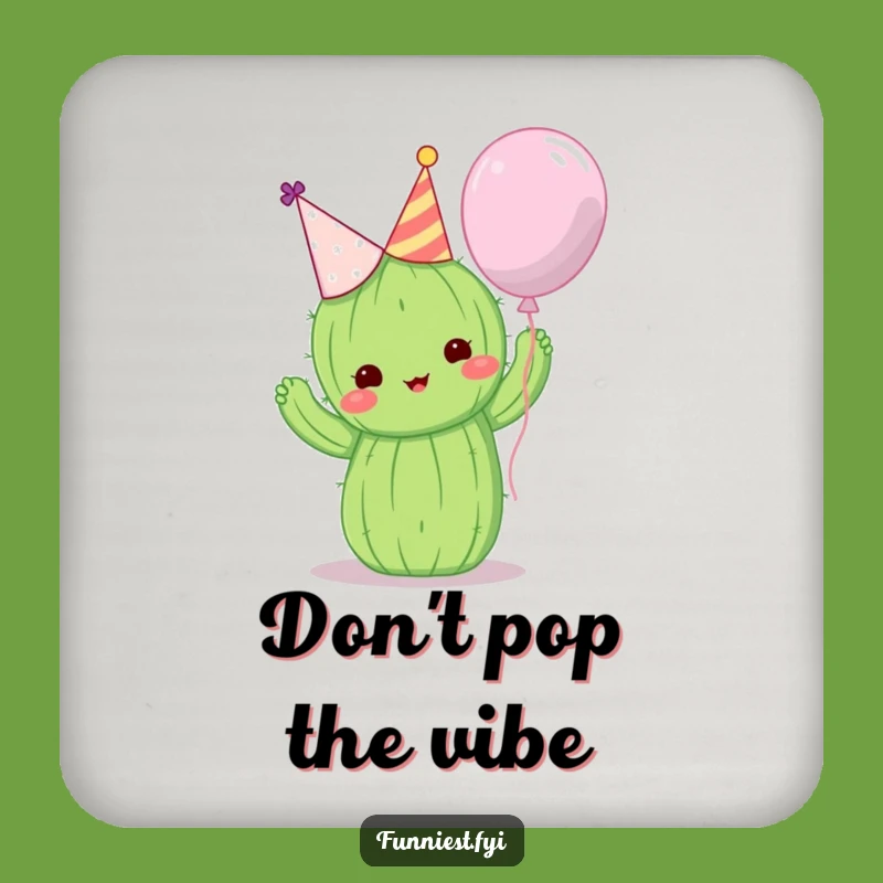 Funny Cactus Balloon Hug Drink Coaster - Protect Surfaces with Party Whimsy
