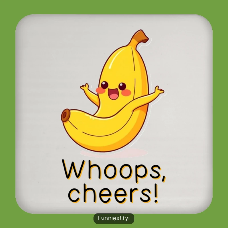 Funny Banana Slip Coaster: Cheerful Yelping Character Protector, Perfect Host Gift!