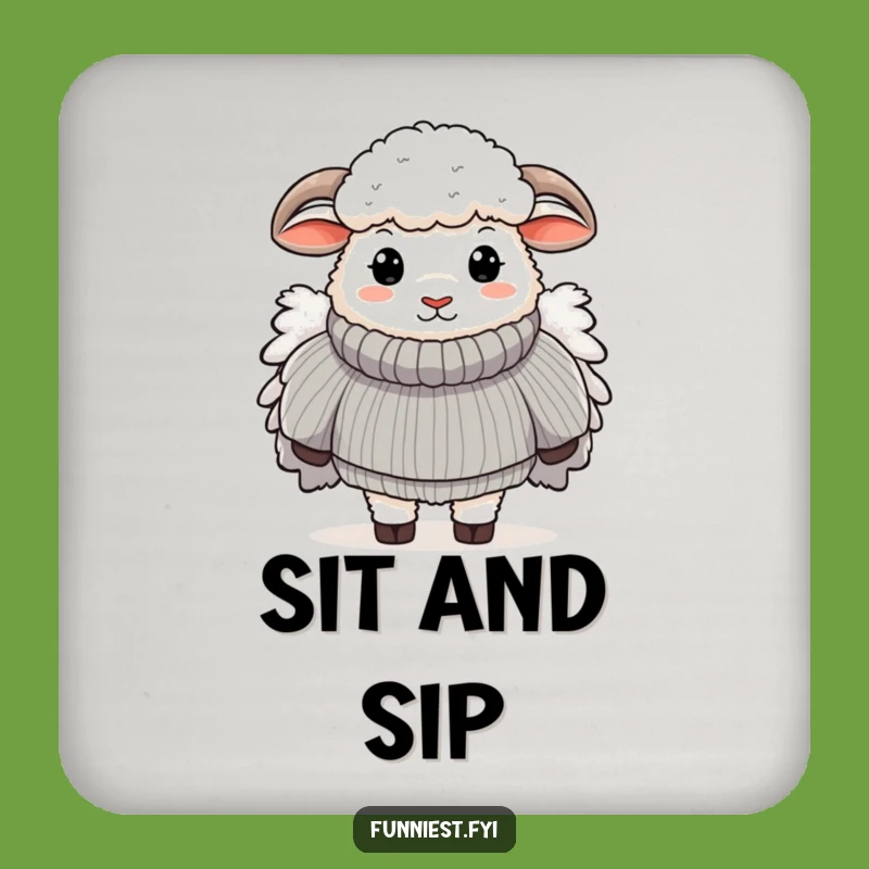Funny Sheep Sweater Drink Coaster: Cozy Surface Saver, Fluffy Fashion, Perfect Gift