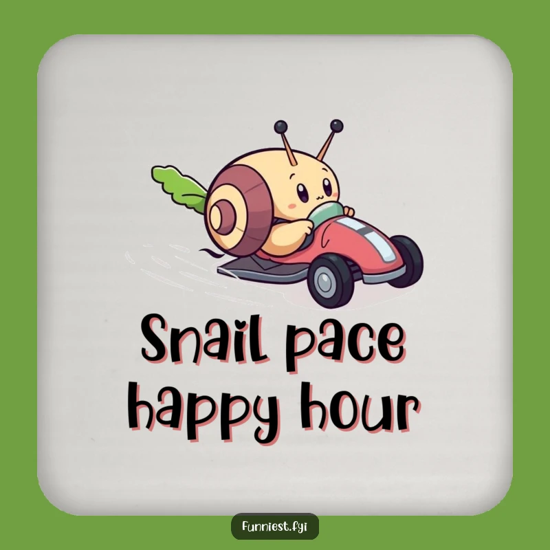 Funny Snail Race Coaster, Humorous Protector for Amusing Surfaces