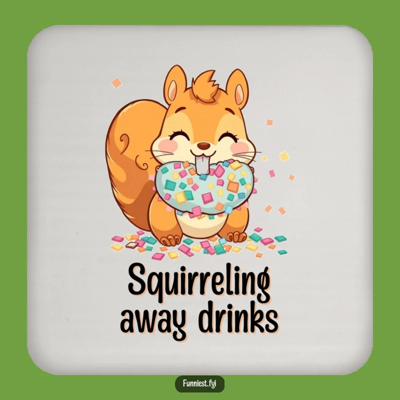 Funny Squirrel Confetti Coaster: Protect Surfaces with Hilarious Party Flair