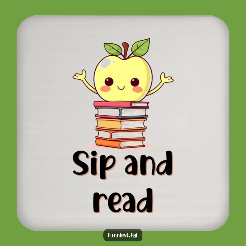 Funny Apple Books Coaster: Protect Surfaces with Hilarious Academic Flair