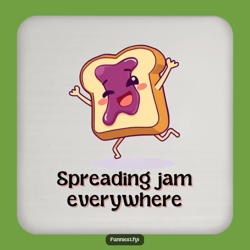 Funny Toast Cartwheel Coasters: Protect Surfaces with Jammy Breakfast Laughs