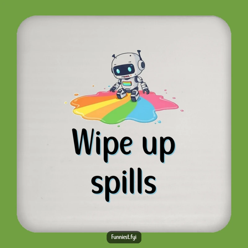 Funny Robot Paint Coaster, Humorous Protector for Amusing Surfaces