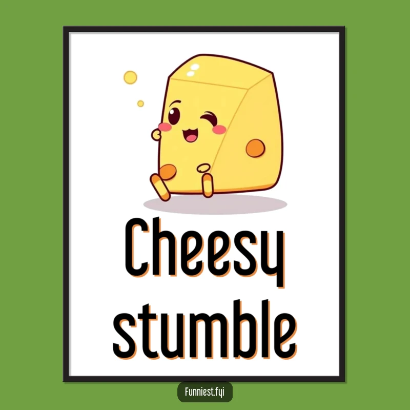Funny Talking Cheese Poster: Tripping Wedge Art for Humorous Wall Decor