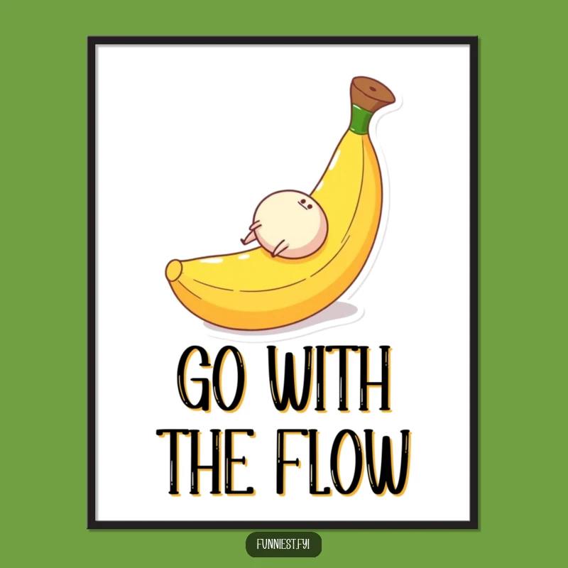 Funny Banana Peel Poster: Rolling Character Art - Hilarious Wall Decor Gift!