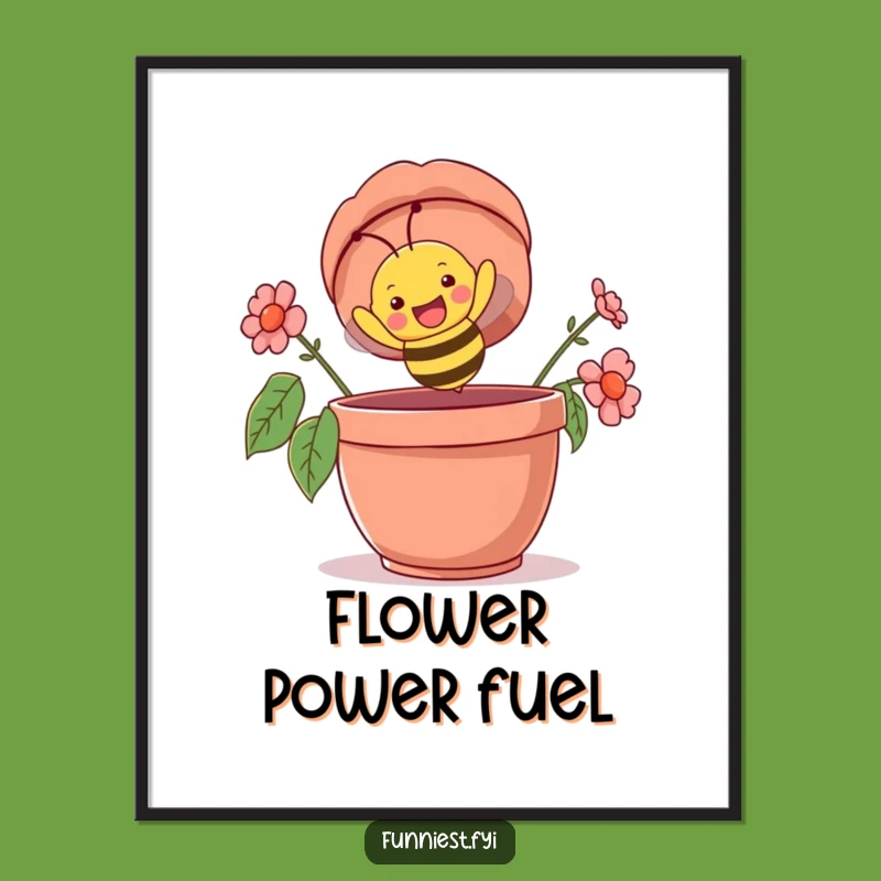 Funny Bee Flowerpot Poster, Hilarious Wall Art for Cheerful Spaces