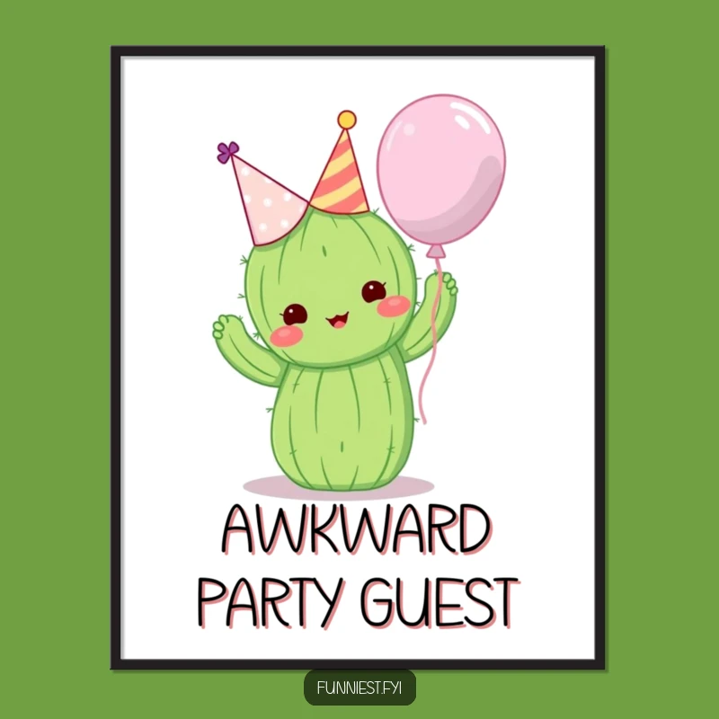 Funny Cactus Balloon Hug Art Poster - Hilarious Party Decor & Gift