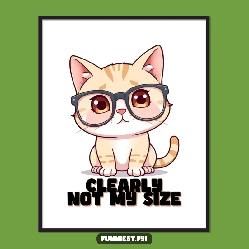 Funny Cat Glasses Poster: Big Specs Art, Unique Funny Gift