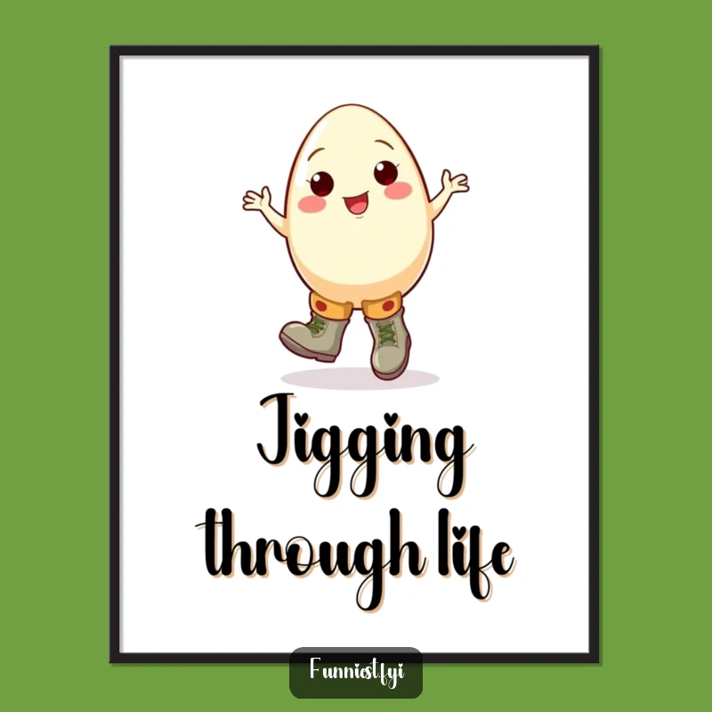 Funny Egg Jigging Boot Poster, Cheerful Wall Art, Humorous Home Decor