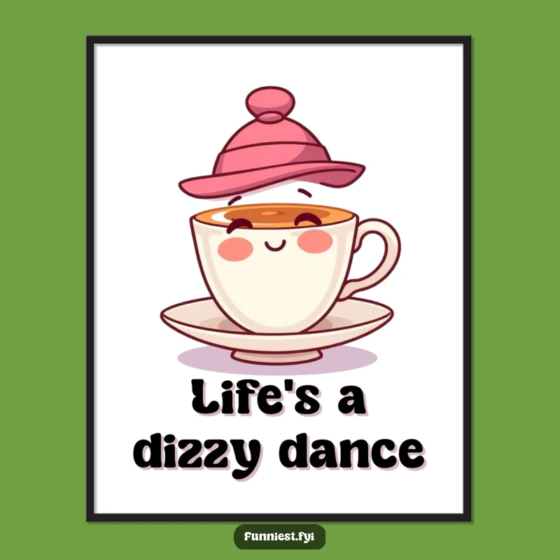 Funny Teacup Hat Poster: Playful Spin Art for Your Elegant Space