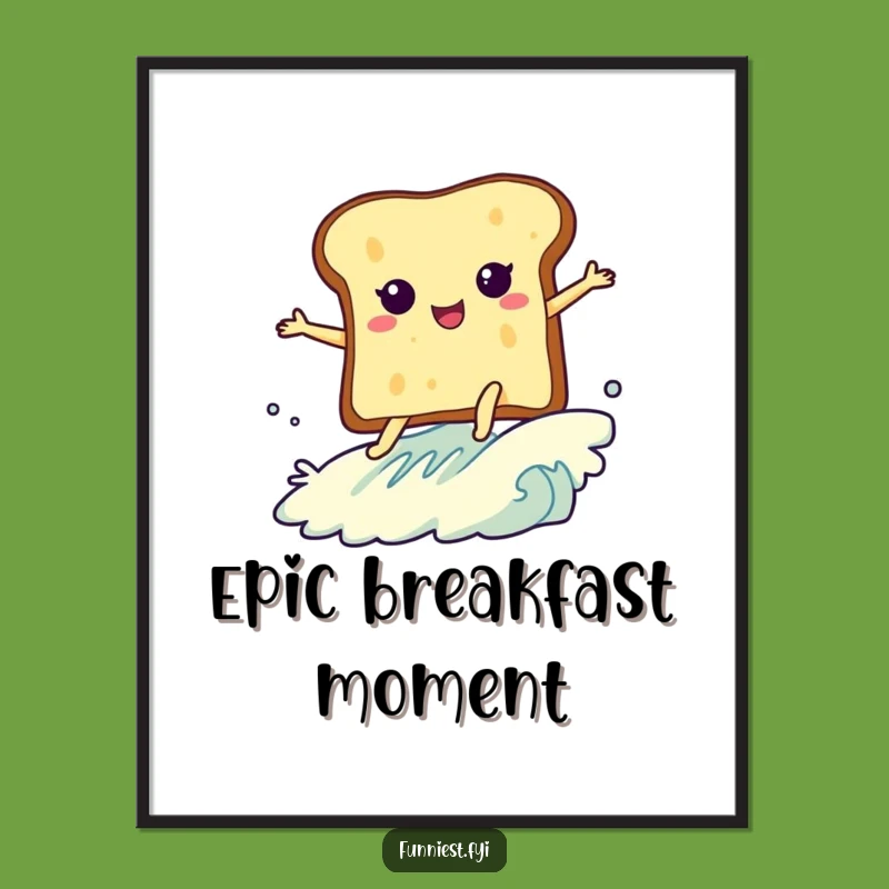 Funny Toast Surfing Butter Poster - Hilarious Breakfast Wall Art Gift