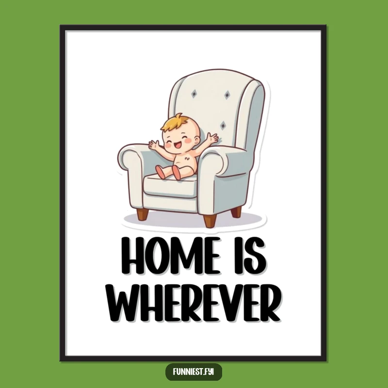 Funny Tiny Person Armchair Poster - Whimsical Wall Art for Cozy Spaces
