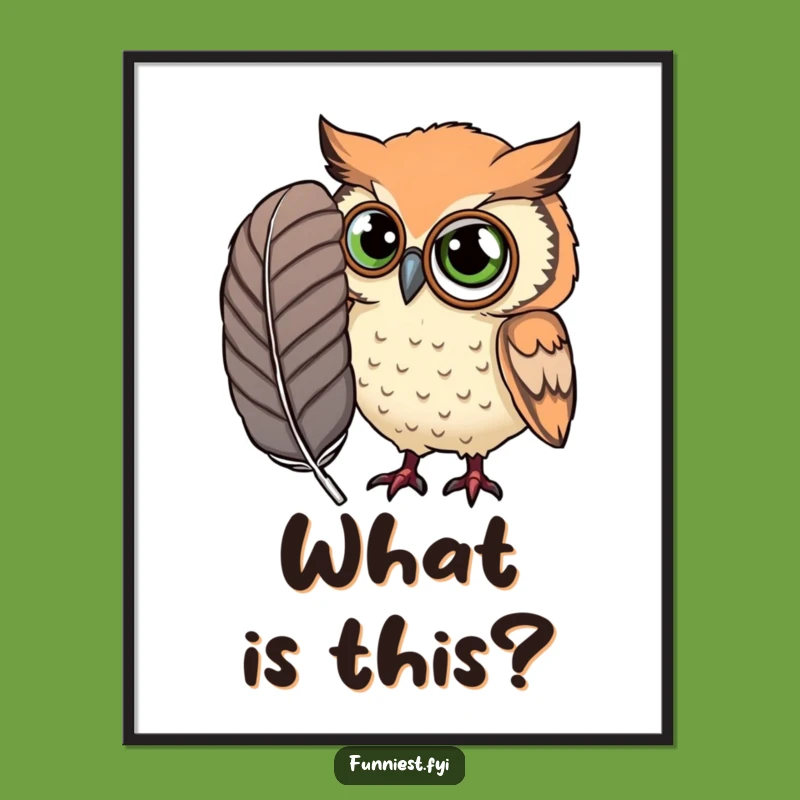 Funny Curious Owl Monocle Poster - Large Feather Owl Wall Art Funny Gift