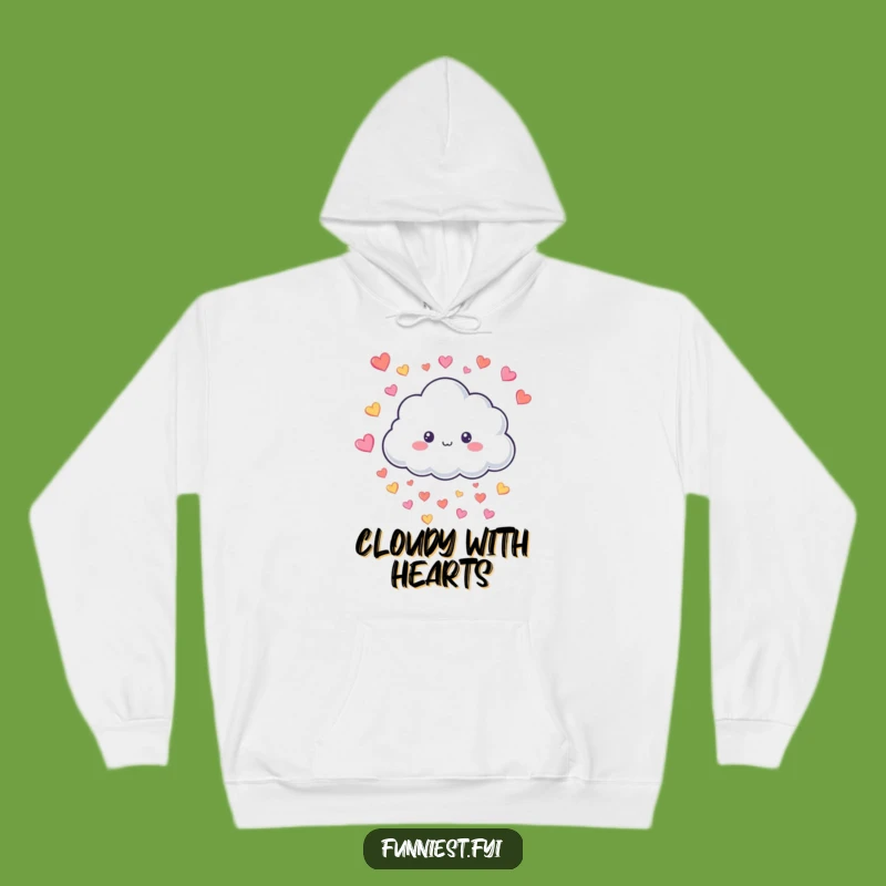 Funny Cloud Raining Hearts Hoodie - Cozy & Adorable Gift for Sweet Souls