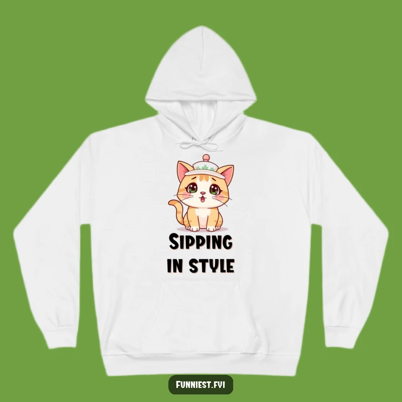 Cozy Funny Cat Teacup Hoodie - Surprised Feline Comfort Gift
