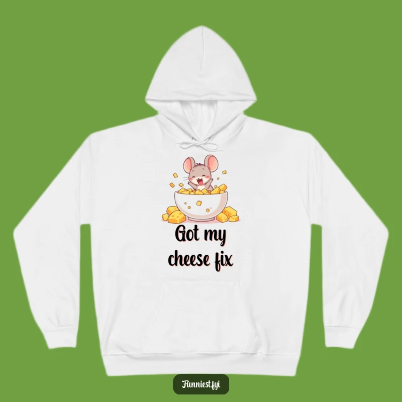Funny Mouse Cheese Bliss Hoodie, Cozy and Humorous Apparel for Happy Souls
