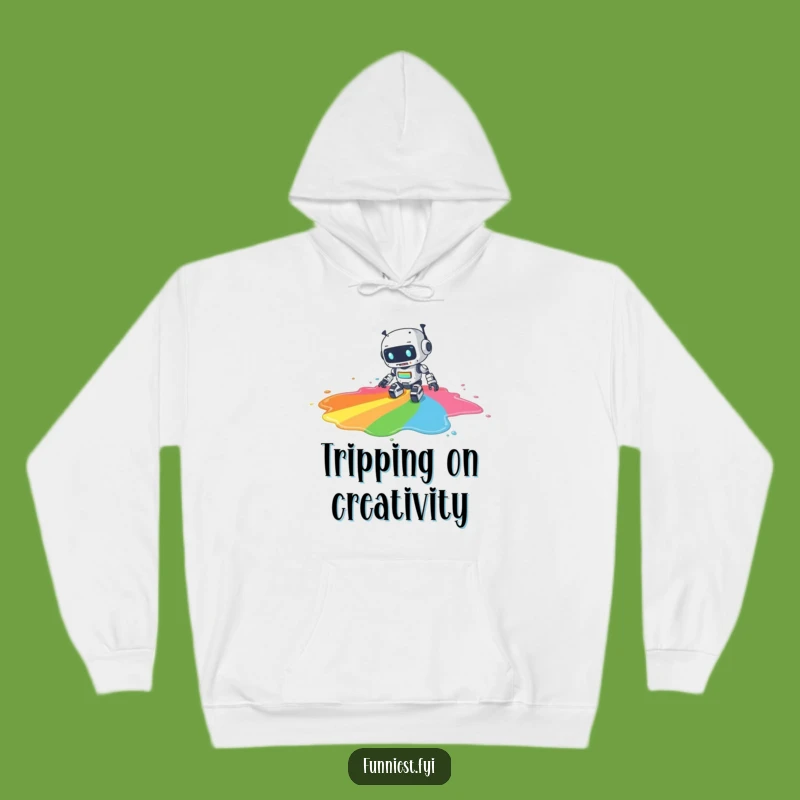 Funny Robot Art Spill Hoodie, Cozy and Humorous Apparel for Creative Minds