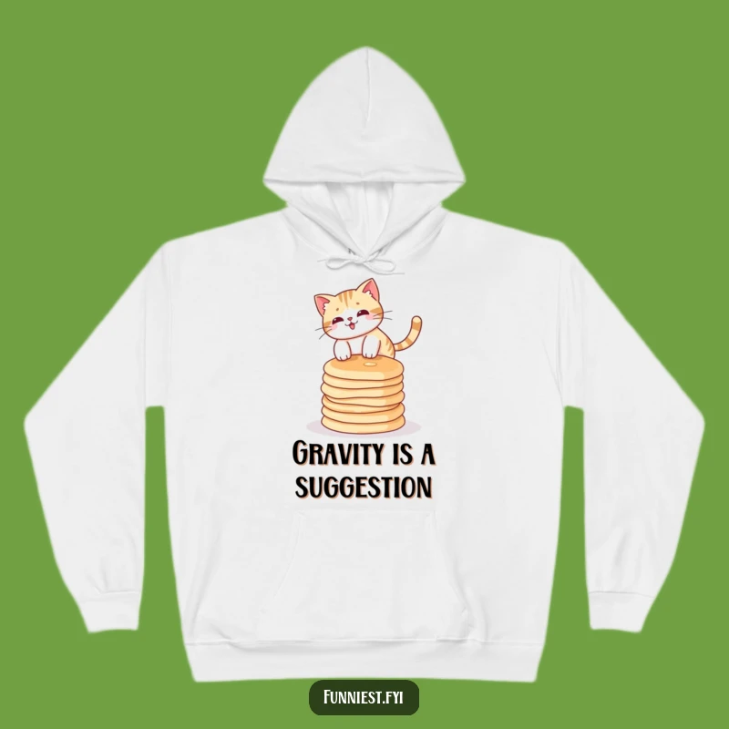 Funny Cat Pancake Balance Hoodie: Cozy & Hilarious Sweatshirt for Winter