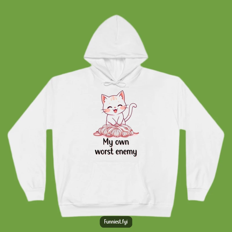 Cozy Funny Cat Hoodie: Yarn Tumble Comfort - Warm and Hilarious Gift!