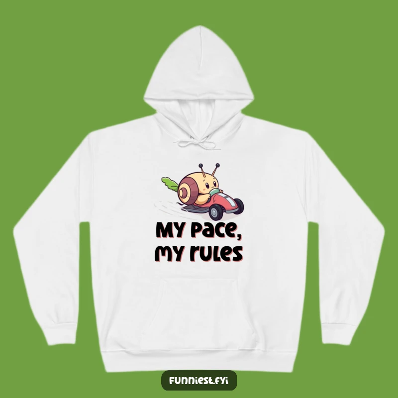 Funny Snail Speedster Hoodie, Cozy and Humorous Apparel for Determined Souls